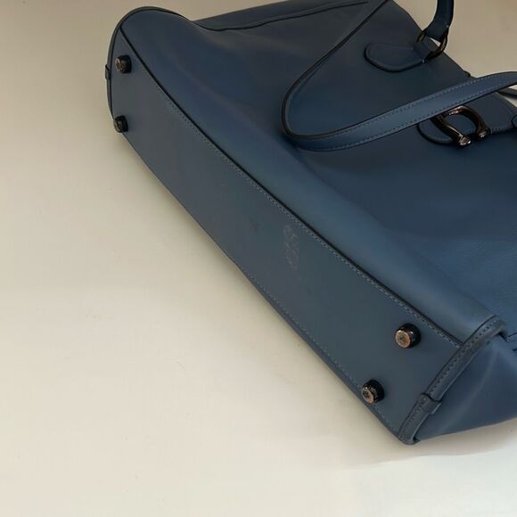 COACH THEO Chambray Blue Leather Tote - Picture 11 of 11
